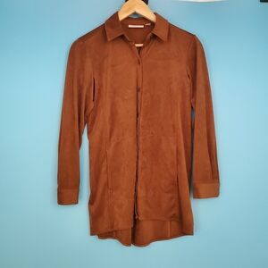 Susan Graver Shirt Jacket Size XXSP Faux Suede Button Up